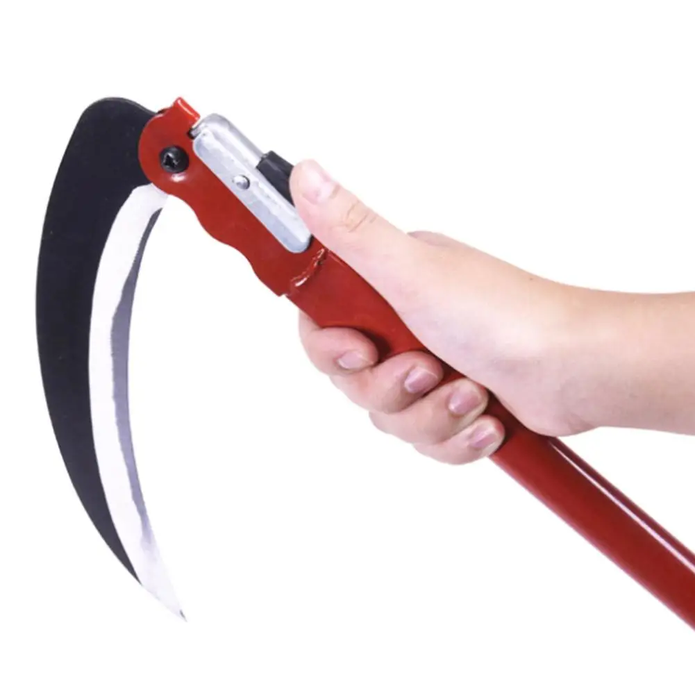 Weeding Tool Agricultural Long Handle Folding Sickle Cutting Wheat Weeding Scythe Lawn Sickle Mower Knife