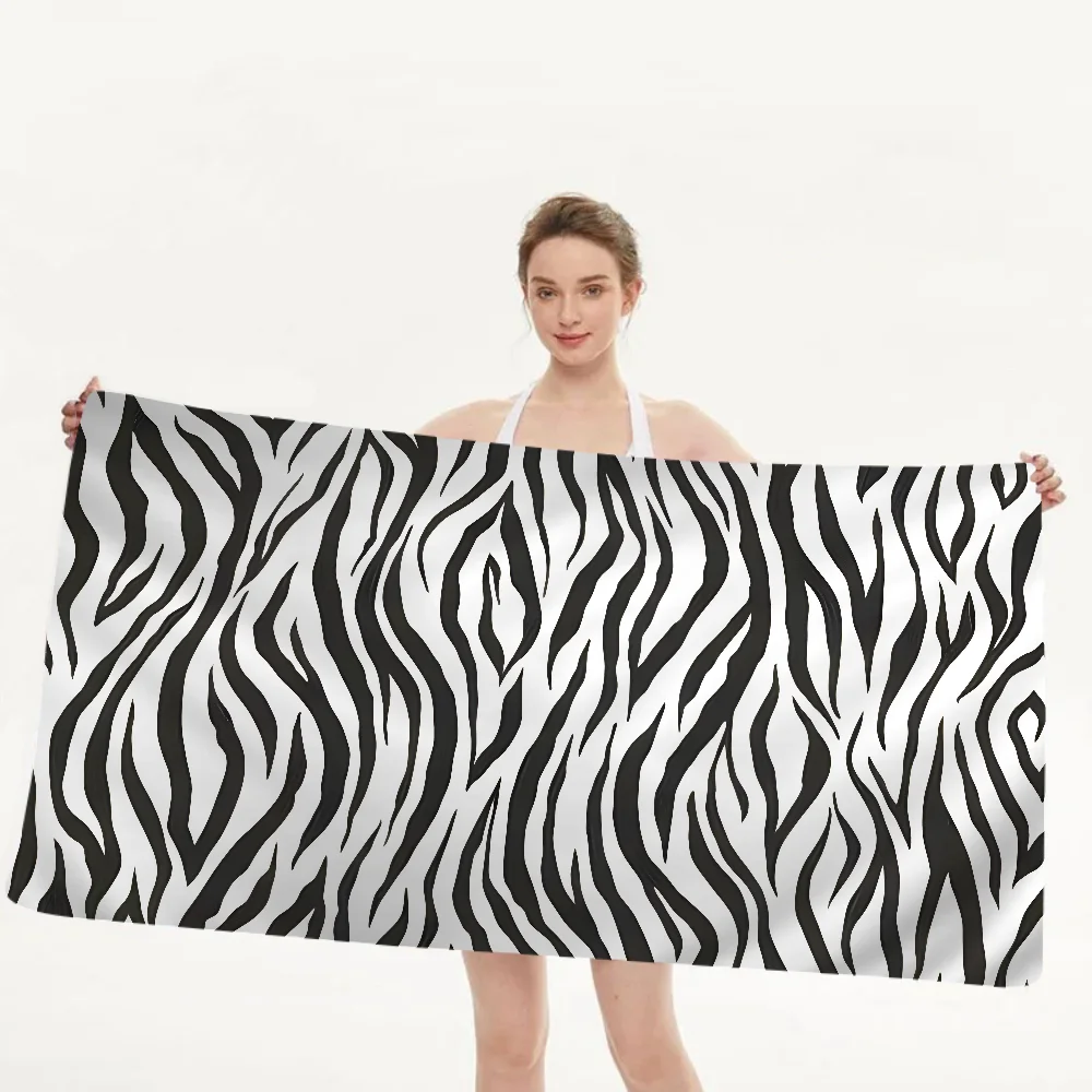 Black White Print Zebra Big Microfiber Beach Towels Quick Dry Towel Sand Beach Towels Pool Towel For Travel Swim Pool Yoga 5