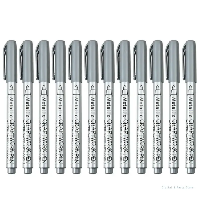M17F 12Pcs 페인트 펜 그레이트 광택 고채도 골드/실버 아크릴 마커 세트