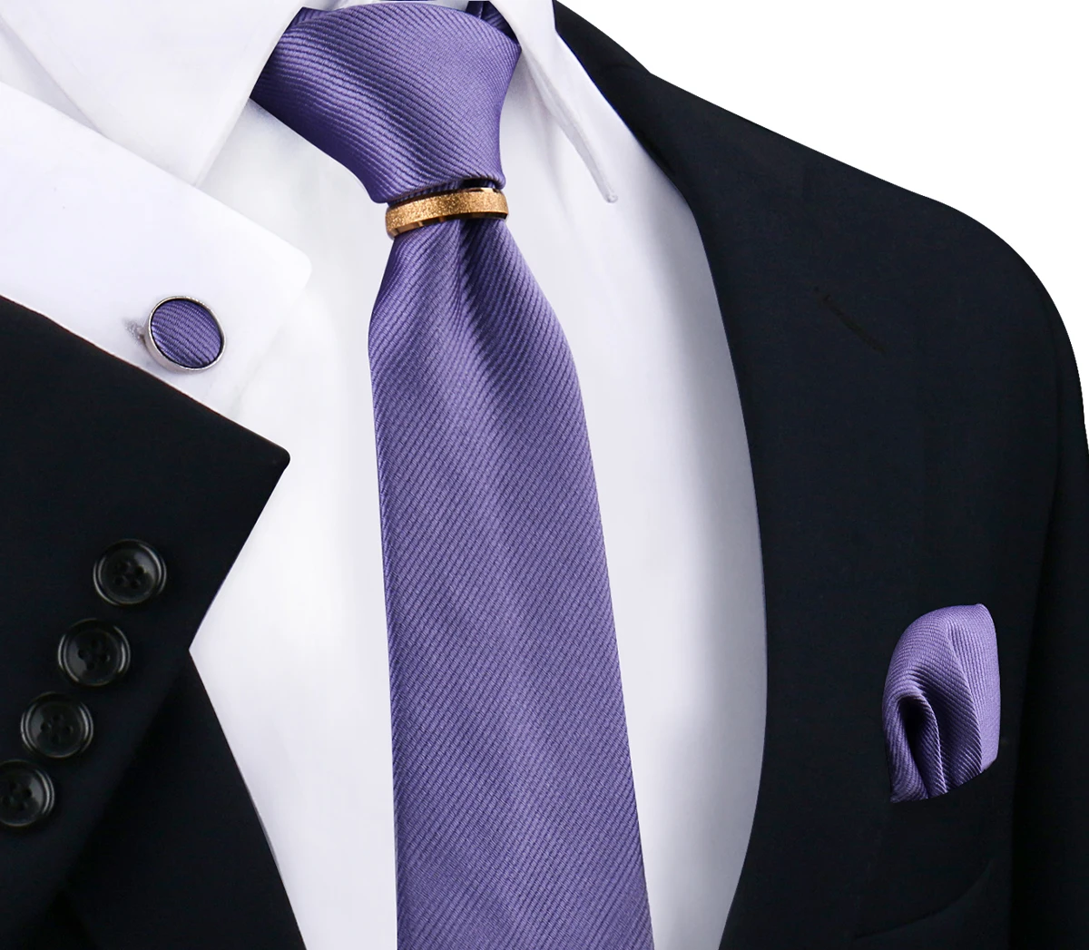 DiBanGu Ensemble Cravate En Soie Et Bague De Cravate Dorée Pour Homme Avec Boîte Cadeau, 01 Rose Pâle, 150 Cm, 01 Blush Pink