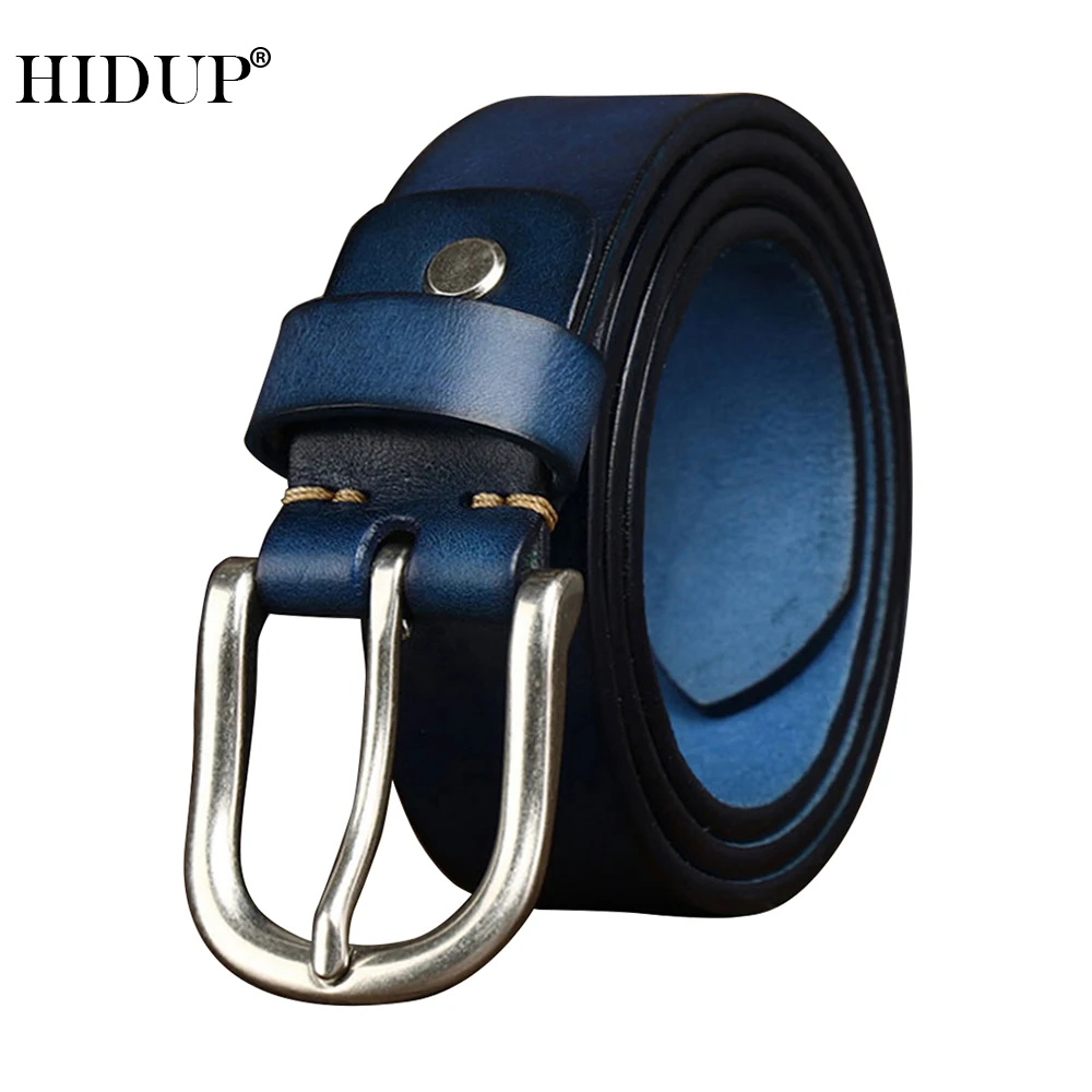 

HIDUP 2023 New Design Top Grade Quality Solid Cowhide Retro Pin Buckle Metal Belts Genuine Cow Leather Belt 3.8cm Width NWJ1220