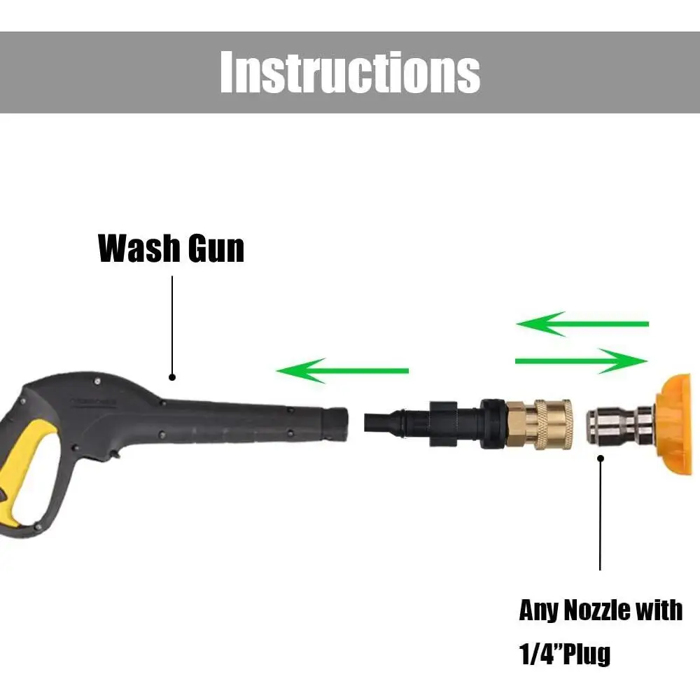 High Pressure Wash Gun Adaptor For Bosch AQT AR Blue B&Decker To Quick Connect 1/4" Washer Parts With Spray Nozzzle 2