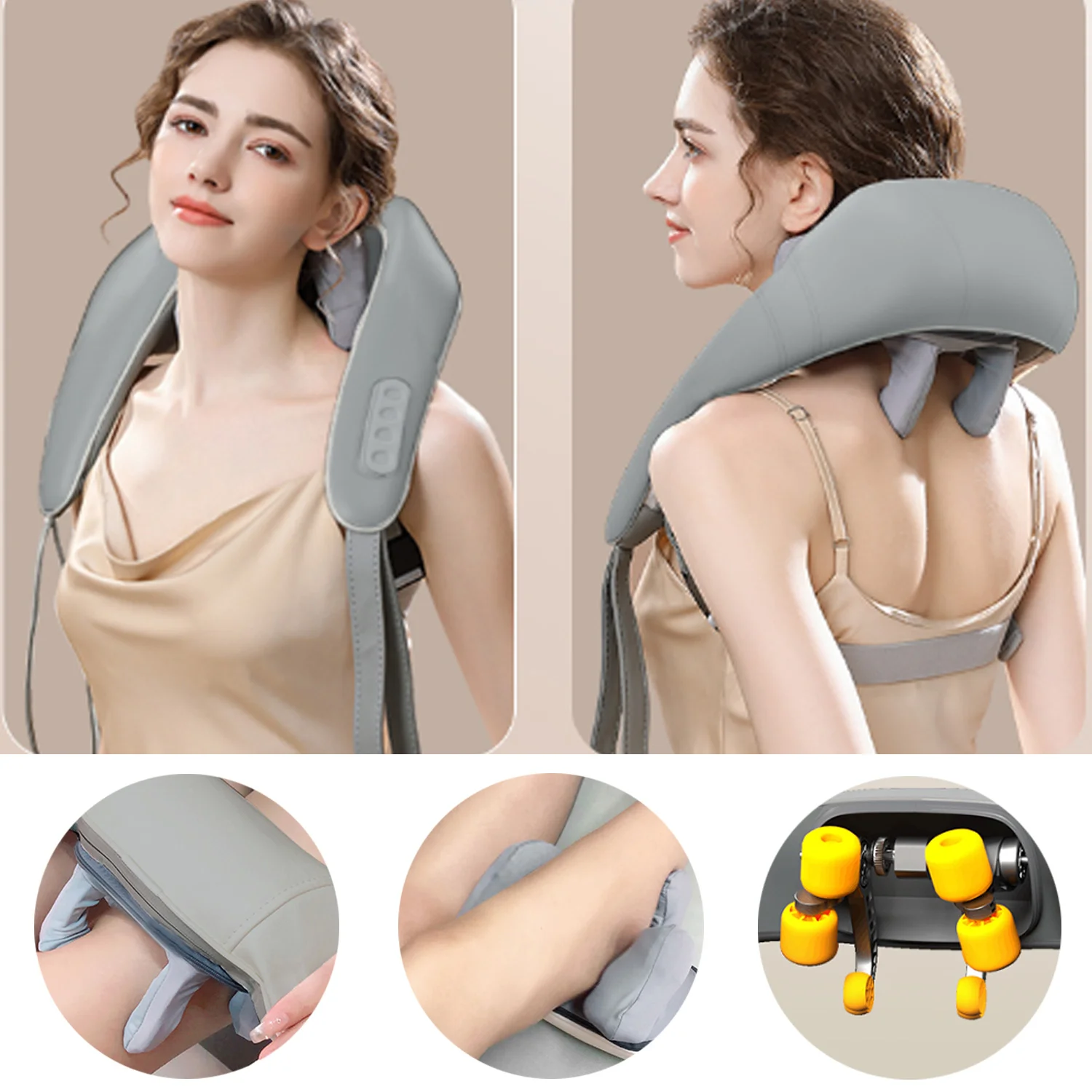 Shiatsu Back Neck Shoulder Massager Simulate Human Hand Grasping and  Kneading Pain Relief Deep Tissue Heating Neck Massageador