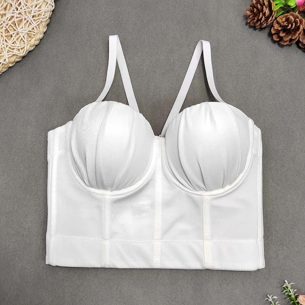 Women Bustier Cropped White Tops Push Up Bra Corset Top Fashion