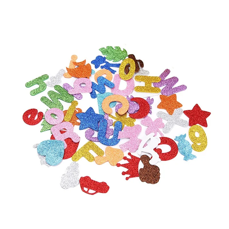18pcs/Pack Gold Powder EVA Number Stickers Self-Adhesive Kids Toy Sticker DIY Kindergarten Education Creative Arts Children Gift