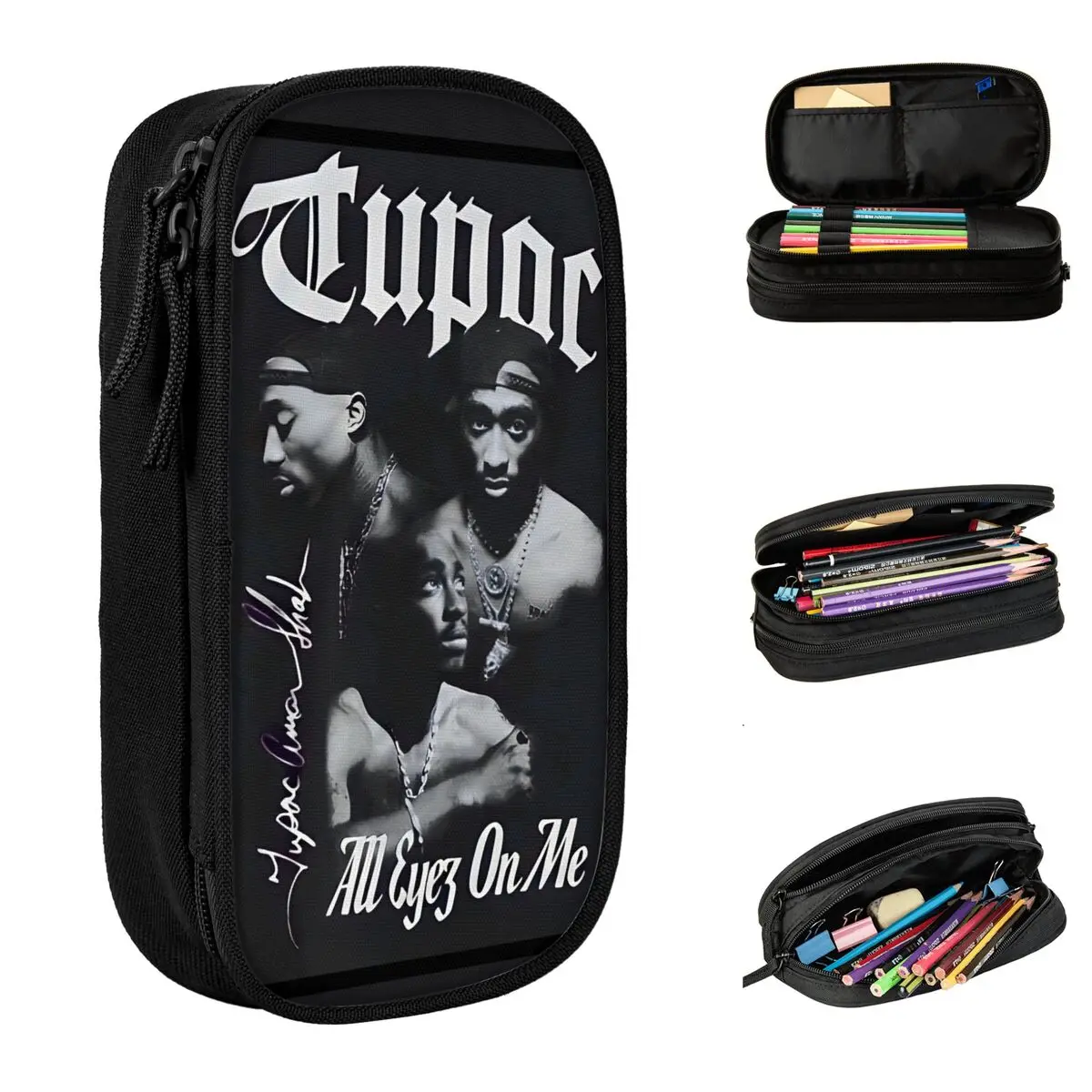Lovely Rapper Tupacs Pencil Cases 2pac Hip Hop Pencil Pouch Pen Holder for Girls Boys Big Capacity Bag Office Gifts Stationery