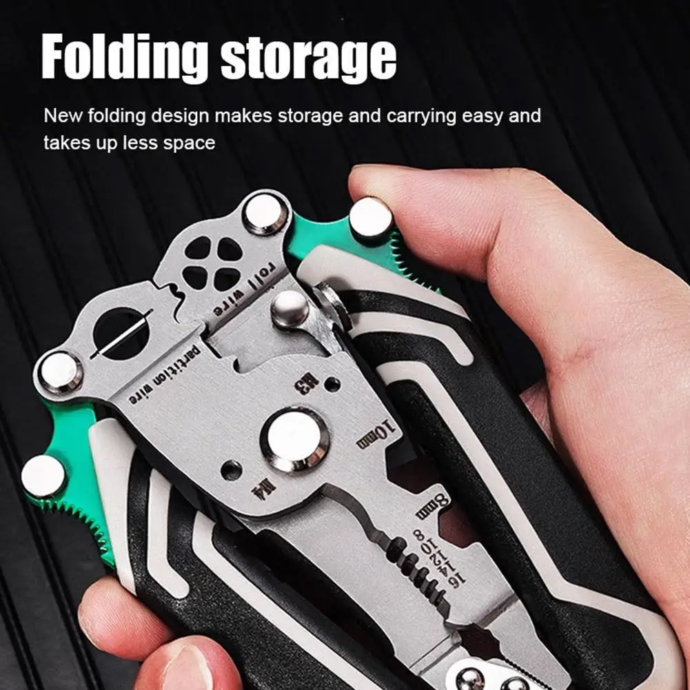 18 in 1 Foldable Wire Stripper Multifunctional Wire Stripper Crimper Cable Cutter Pliers Stainless Steel Wire Stripper Tool 5
