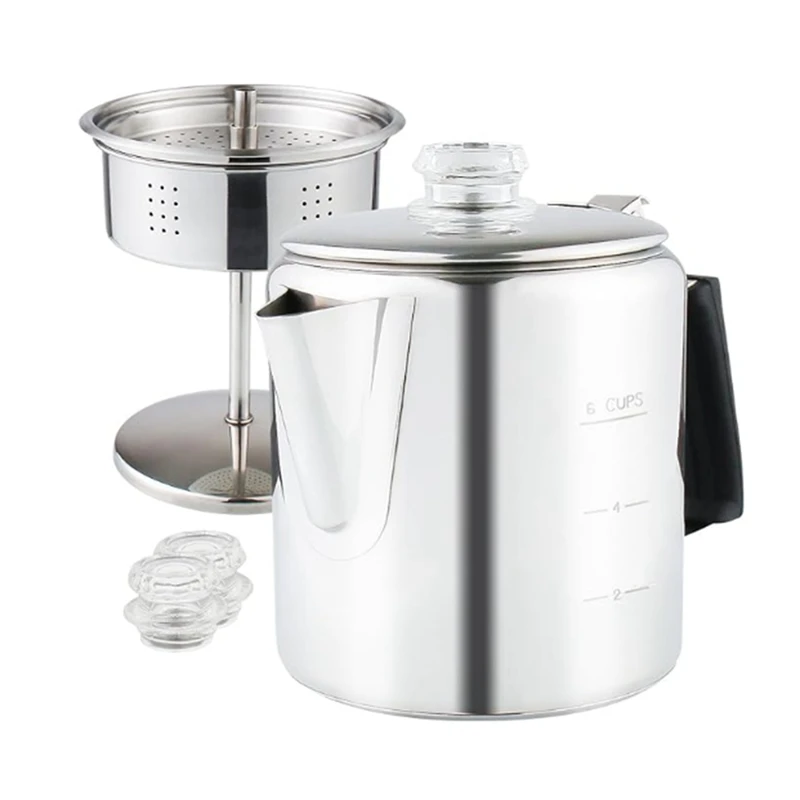 

Кофейник Percolator с термостойкой стеклянной ручкой и ручкой из силикагеля, для внутренней индукционной варочной панели, 6 чашек