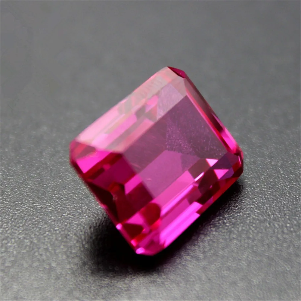 高品質ピンクルビー長方形ファセットカットエメラルドカットピンク