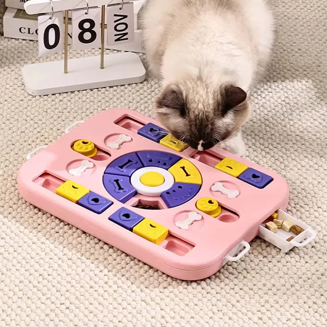 Pet  Puzzle Toys Cat Dog Soothing And Anti-slip Square Shaped Slow Food Non-Slip Bowl Interactive Pet Training Toy For Dogs Cats 6