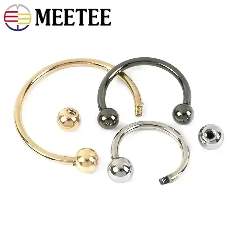 U-shaped Metal Rings Buckle Double-headed Screw Loop Clasp 2/5/10Pcs Meetee 15-60mm for Swimwear Bikini Decor Hat Hook