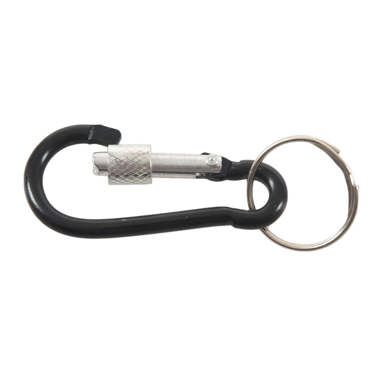 6cmLongBlackAluminumAlloyScrewLockingSplitRingKeyring