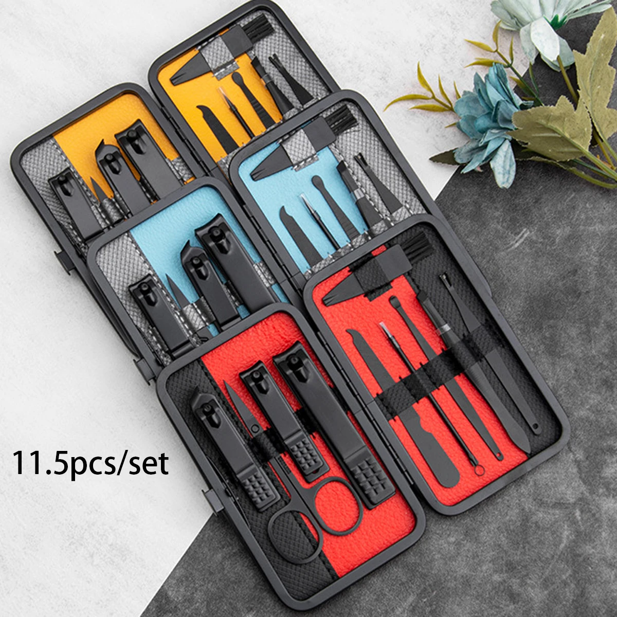 Manicure Pedicure Sets 10/15/25 pcs Stainless Steel Nail Clipper With Portable Case