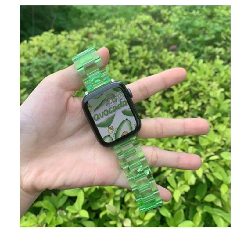 Rainbow Transparent Resin Watch Band Bracelet Accessory