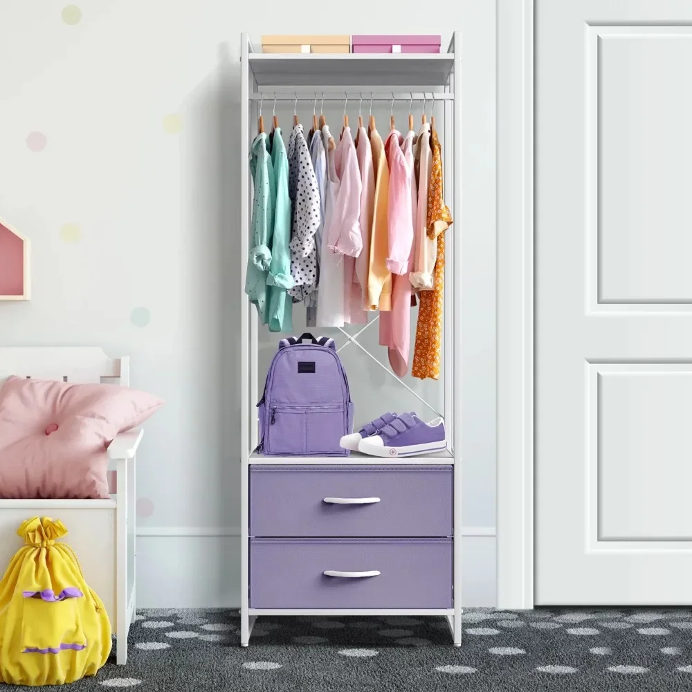 

Tenderos to Hang Clothes Rack & Jackets - Tall Closet Storage Organizer (Purple) Dresses Wearing for Clothes Shoe-shelf Hangers