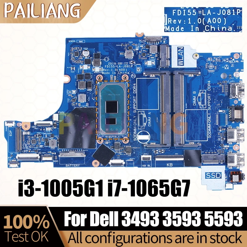 Материнская плата для ноутбука Dell 3493, 3593, Φ FDI55, Полная проверка