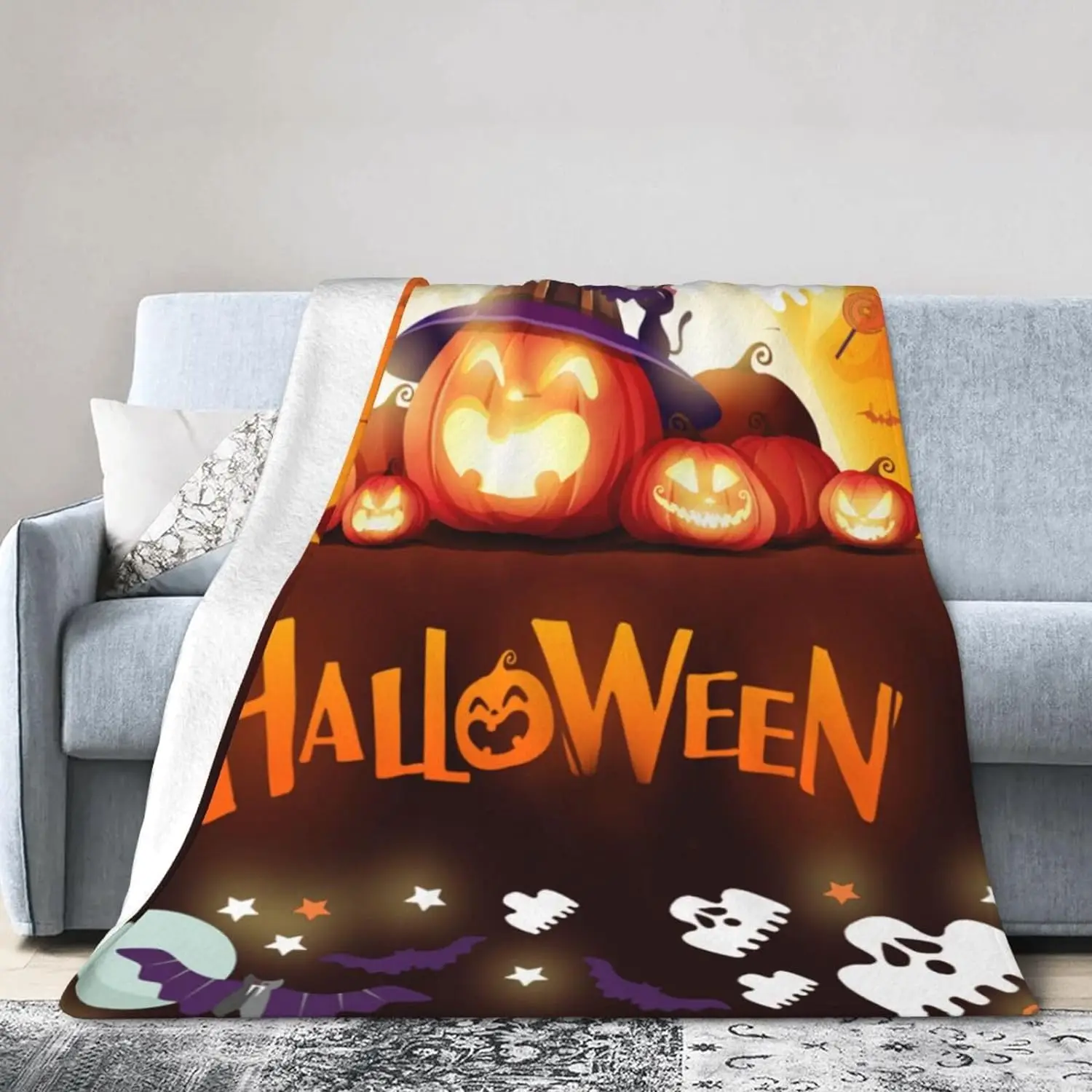 

Scary Halloween Blanket for Kids Soft Cozy Funny Halloween Fleece Blanket Sofa Bed Room Decor Gifts for Men Women