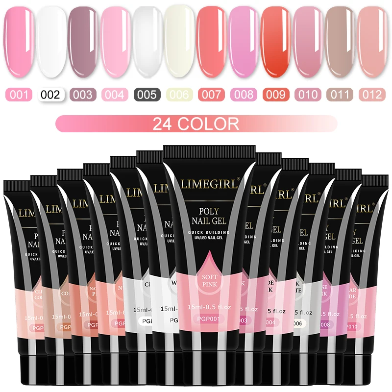Poly Nail Gel Set 8/6/4 PCS Poly UV Gel Set For Nail Extension Finger Quick Building Gel 24 Color Extension Gel Set Manicure Set