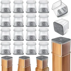 Square Chair Leg Floor Protectors with Felt Pads - Prevent Scratches and Reduce Noise (16 Pieces) - M ( Fit 19 - 25mm ) (Gray)