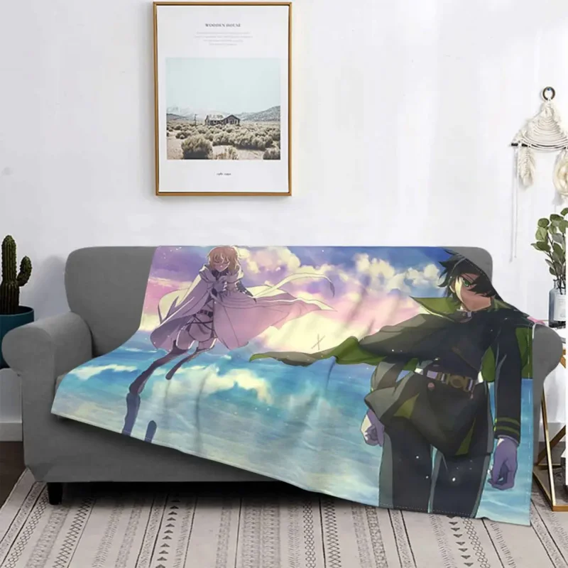 

Seraph Of The End Velvet Throw Blanket anime cartoon japan Blankets for Sofa Office Lightweight Thin Bedroom Quilt