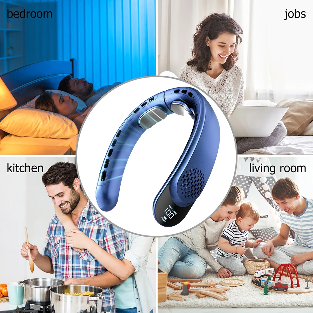 Hands Free Bladeless Fan 4000mAh Wearable Personal Fan Rechargeable Mini Summer Sports Fans for Outdoor Sports