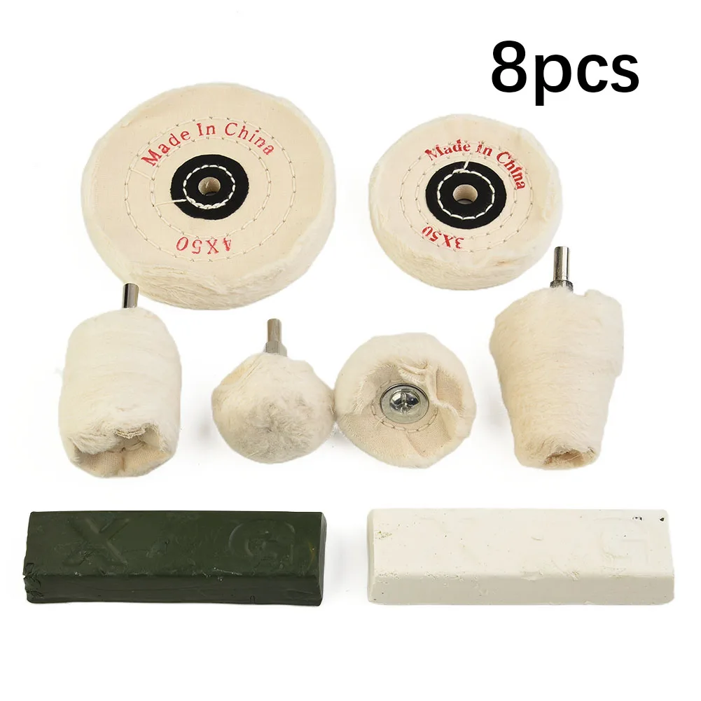 

8Pcs Cotton Lint Cloth Buffing Wheel Grinder For Gold Silver Jewelry Mirror Polishing Flannelette Tools