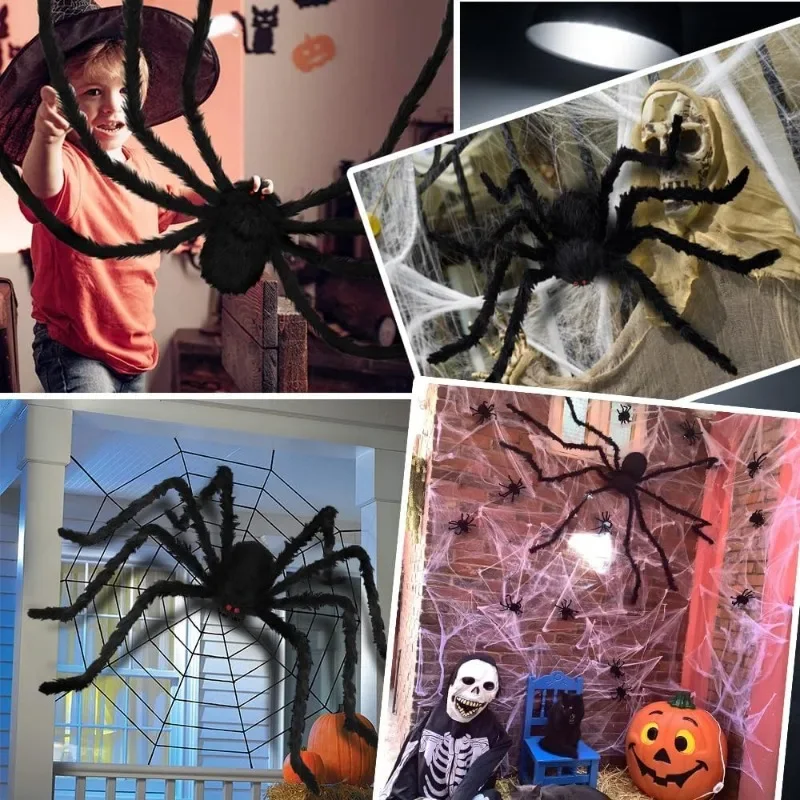 Luces Telaraña Halloween 70 LED Con Araña para Exterior Patio