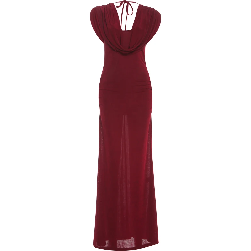 فستان أسود فاخر بتصميم ظهر درابيه