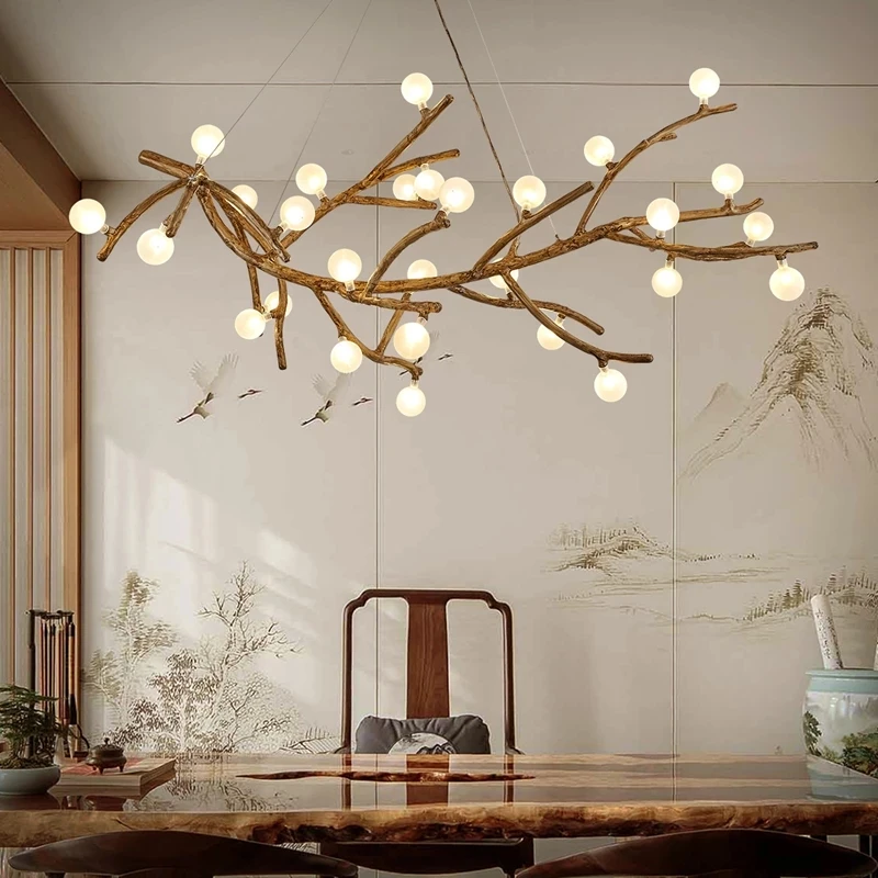 Nordic Retro LED Chandelier For Living Bedroom Tree Branch Art Ceiling Pendant Lights Brown Antique Hanging Lamp Decor Lighting led chandelier ceiling chandelier art lighting fixtures
