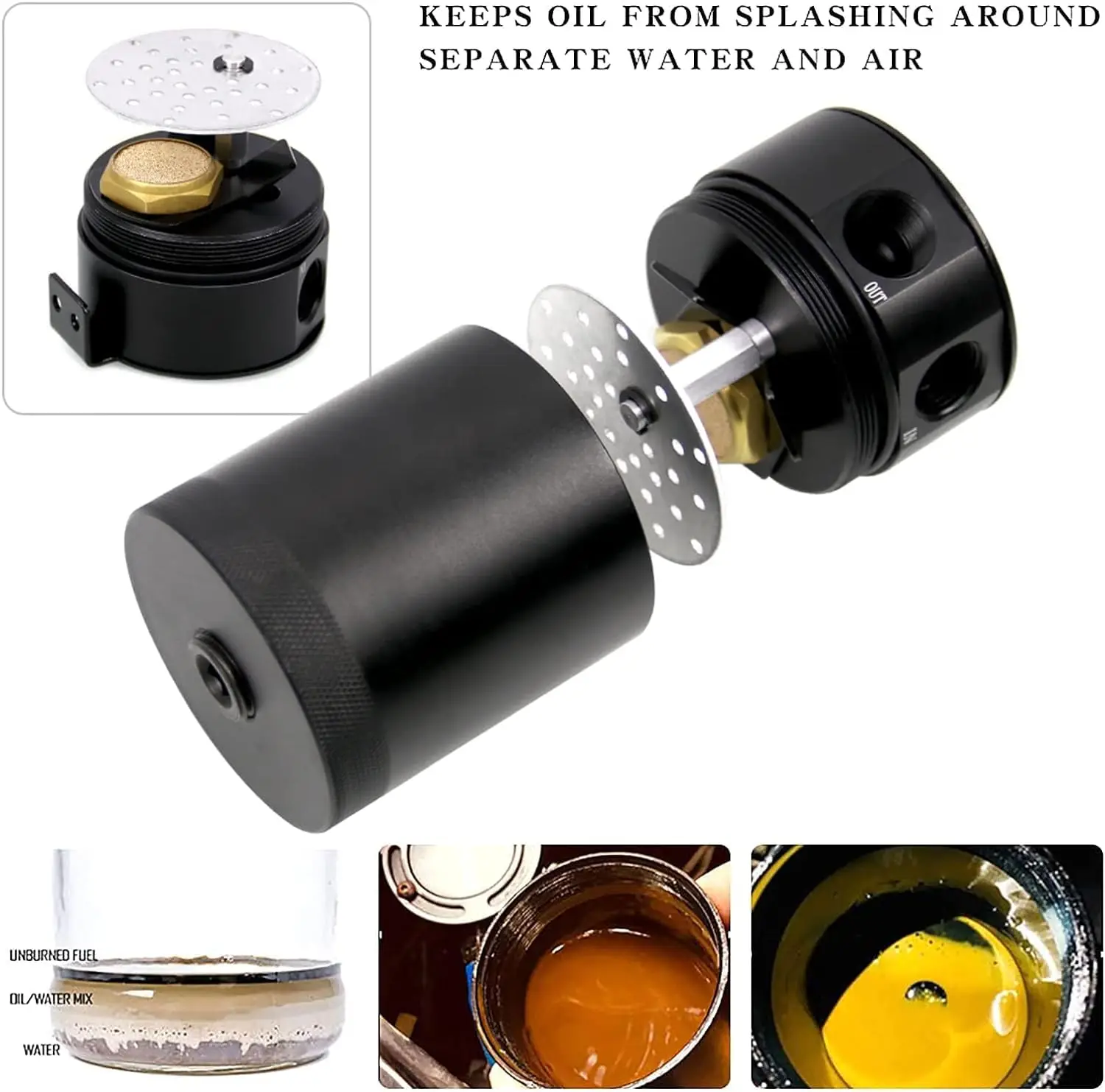 Universal Oil Catch Can Compact Baffled 2-Port Aluminum Reservoir Oil Catch Tank Fuel Tank Parts Two hole breathable Kettle