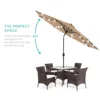 10ft Solar LED Lighted Patio Umbrella w/ Tilt Adjustment, UV-Resistant Fabric - Tan 2