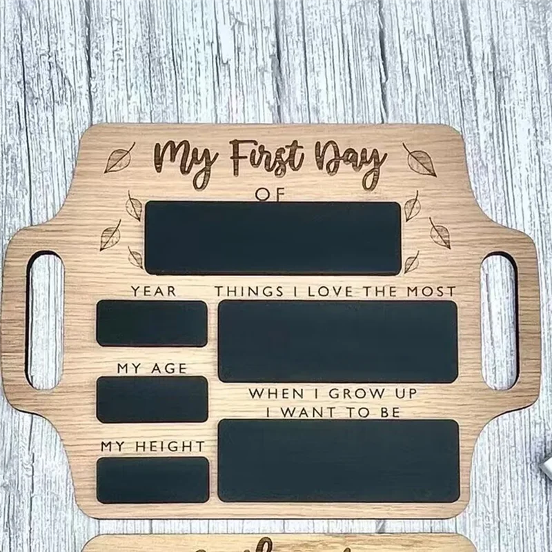 First Day of School Sign - Reusable Memory Photo Board with Handles Back to School Starting School Nursery Preschool 4