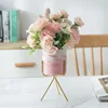 Nordic Ceramic Iron Art Marble Vase Pattern Rose Gold Green Table Plant Pot For Home Office Vases Decor Succulent Flower Pot 2