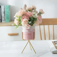 Nordic Ceramic Iron Art Marble Vase Pattern Rose Gold Green Table Plant Pot For Home Office Vases Decor Succulent Flower Pot 2