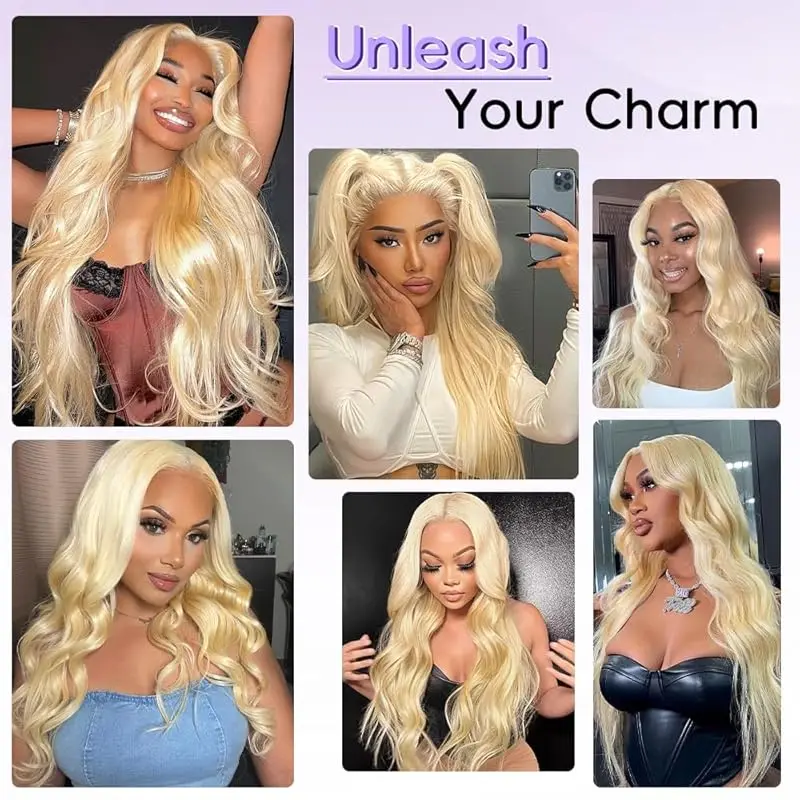 613 Blonde Body Wave 13x6 HD Lace Frontal 100 Human Hair Wigs 38 Inch Honey Colored Lace Closure Front Wigs for Women