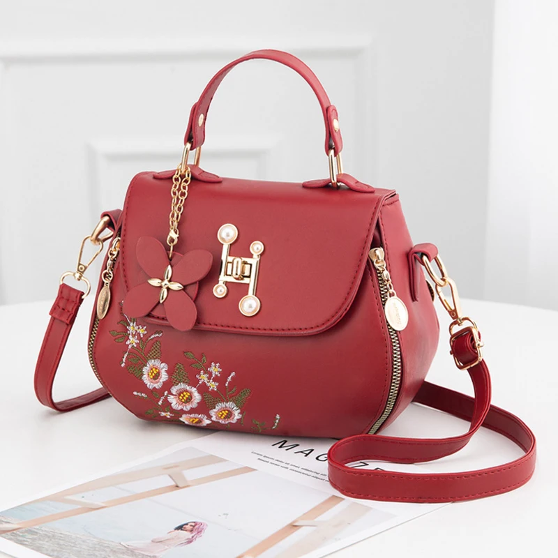 حقيبة يد مطرز من الجلد الصناعي للنساء ، حقيبة كروس...