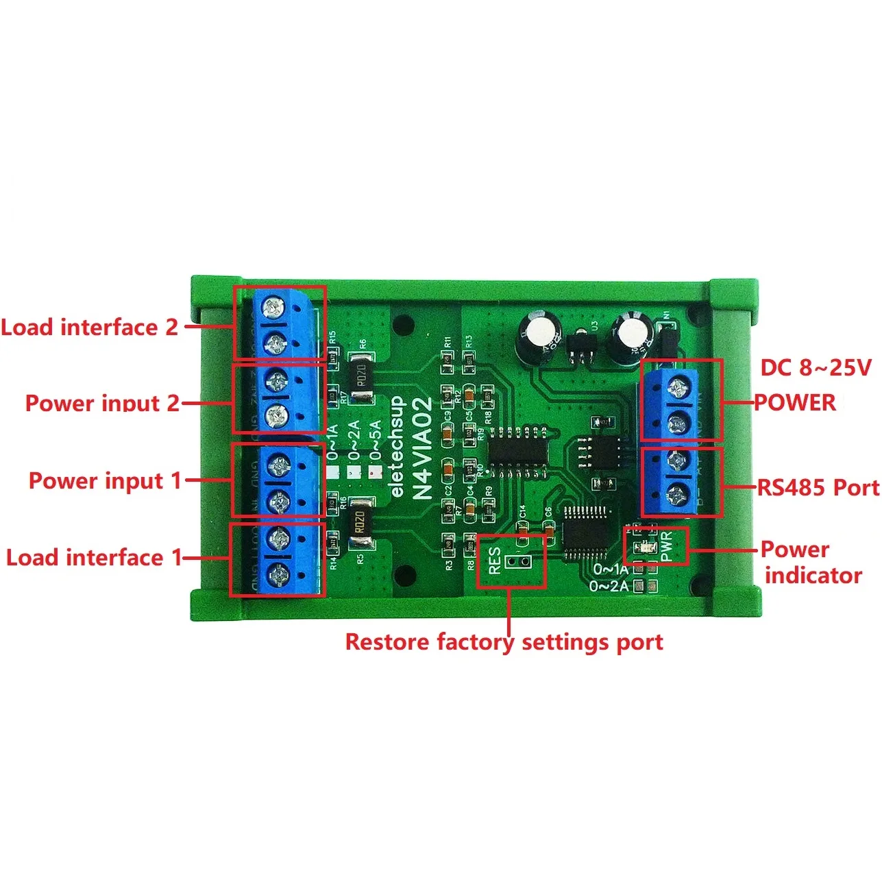 3 IN 1 RS485 Modbus RTU Current & Voltage Meters Board 030V Voltage
