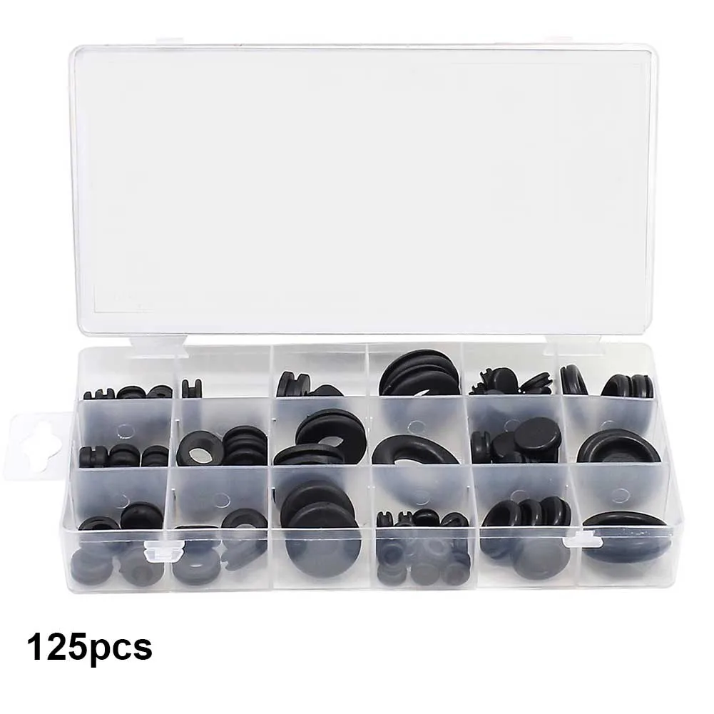 125pcs Assortment Grommet Kit Set Sealing 18 Sizes Waterproof Rubber