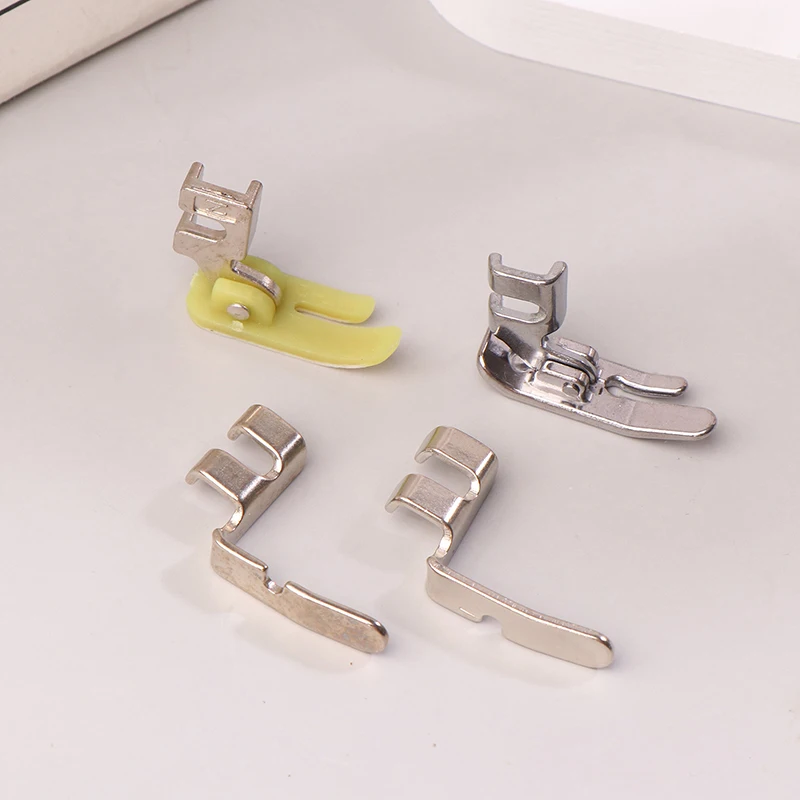 4Pcs Old Sewing Machine Zipper Presser Foot Set (Iron Presser Foot Plastic Foot Left Hole And Right Hole Single Side)
