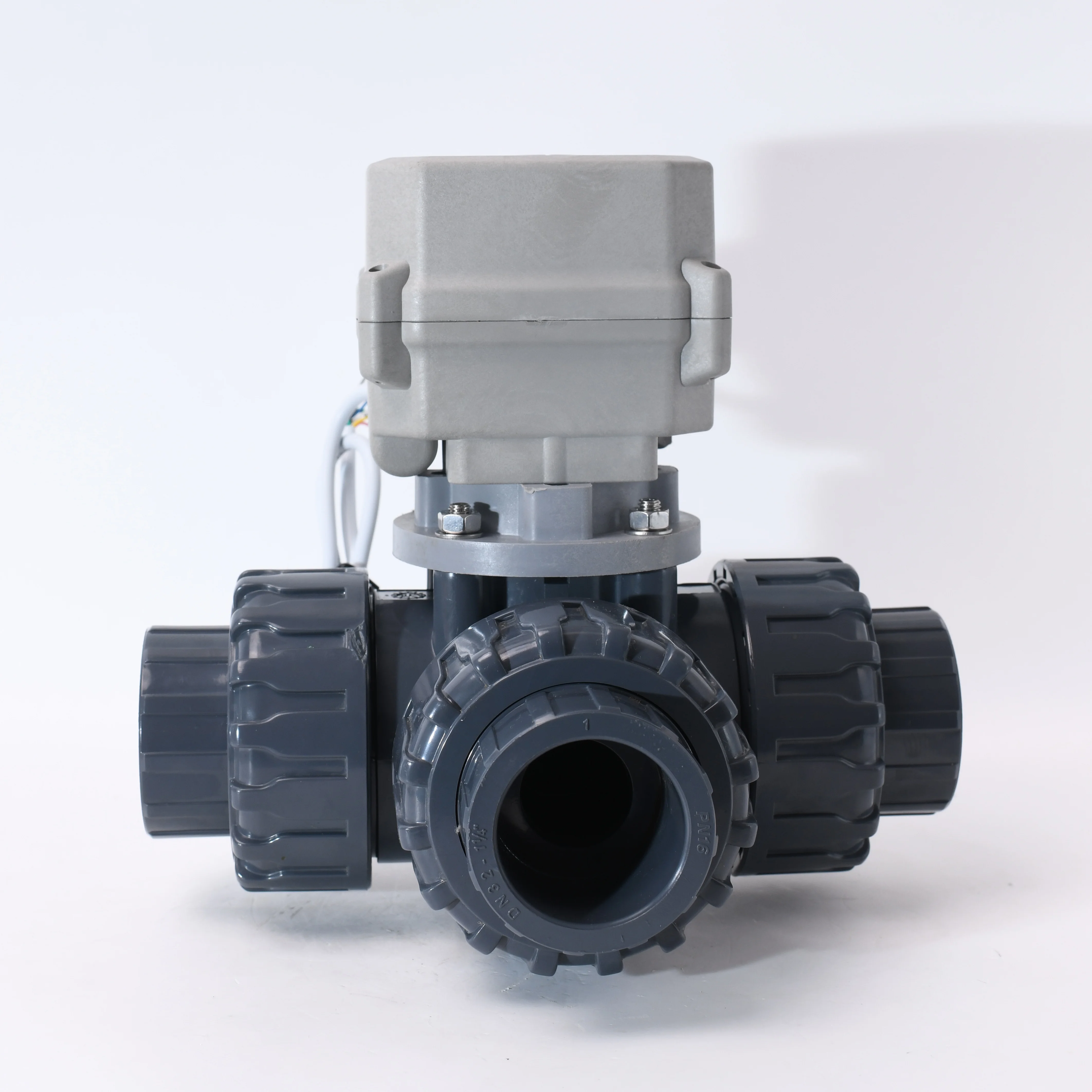 

3 way DN32 1-1/4" PVC plastic electric ball Valve 3 Way 2 Position 12VDC 24 Volt DC PVC motorized valve