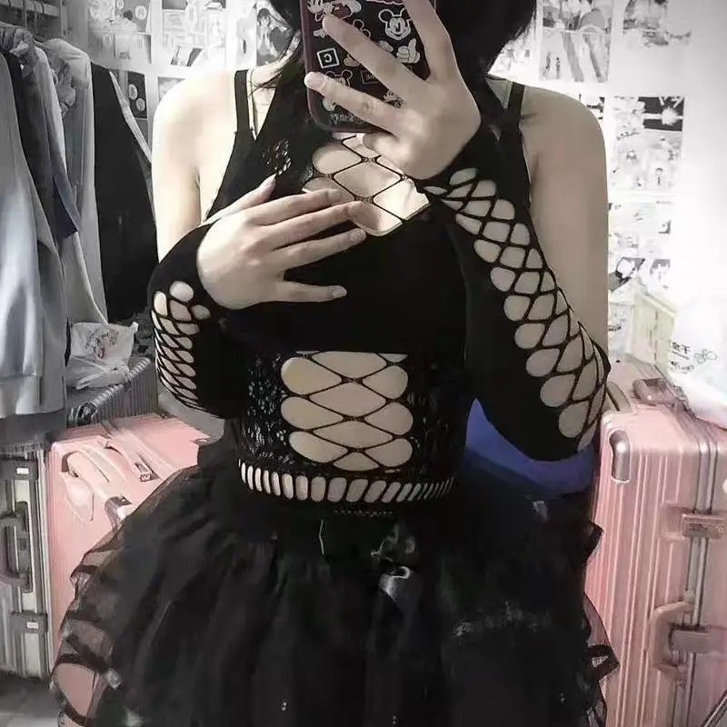 Fishnet Fingerless Gloves for Women Party