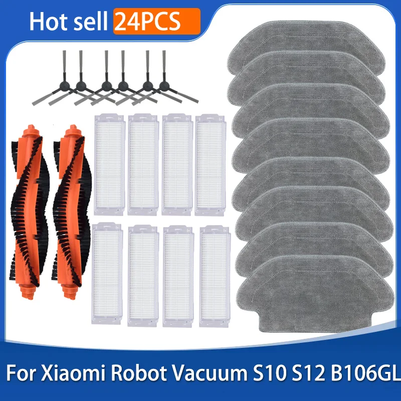 For Xiaomi Robot Vacuum S10 S12 T12 B106GL/ Mop 2S XMSTJQR2S / 3C B106CN Parts Accessories Main Side Brush Filter Mop robot vacuum accessories