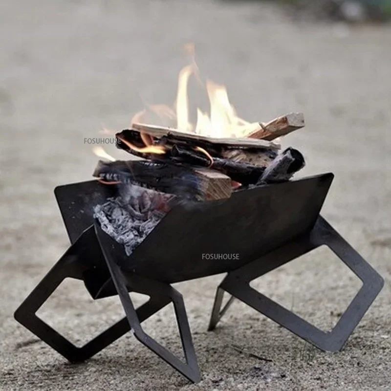 Portable Fire Pits Bonfire Outdoor Furniture Outdoor Small Lightweight Metal Campfire Rack Camping Grill Stand Garden Heaters