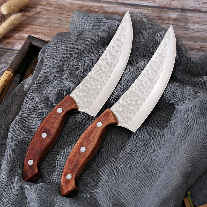 2 Types Boning Knife 6INCH Stainless Steel Hunting Knife Tactical Millitary Fishing Knife Chef's Butcher Knife Meat Cleaver 