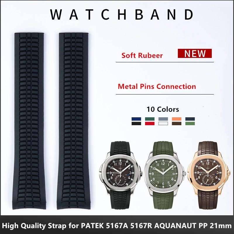 21mm Colorful Silicone Rubber Watchband For Patek Strap For Aquanaut Philippe Series 5164a 5167a Watch Band Butterfly Buckle Watchbands Aliexpress