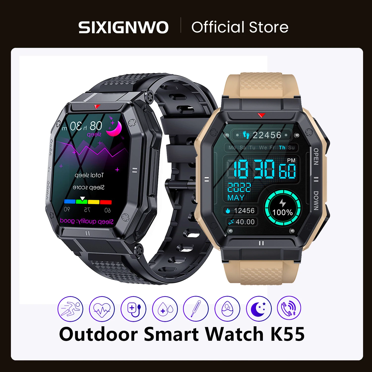 

Смарт-часы SIXIGNWO мужские, 350 мАч, 24 часа, водостойкие, IP68