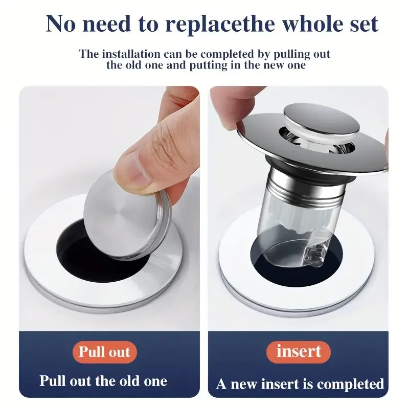 Universal Bounce Core Press Type Flip Cover Bathroom Drain Filter Plug