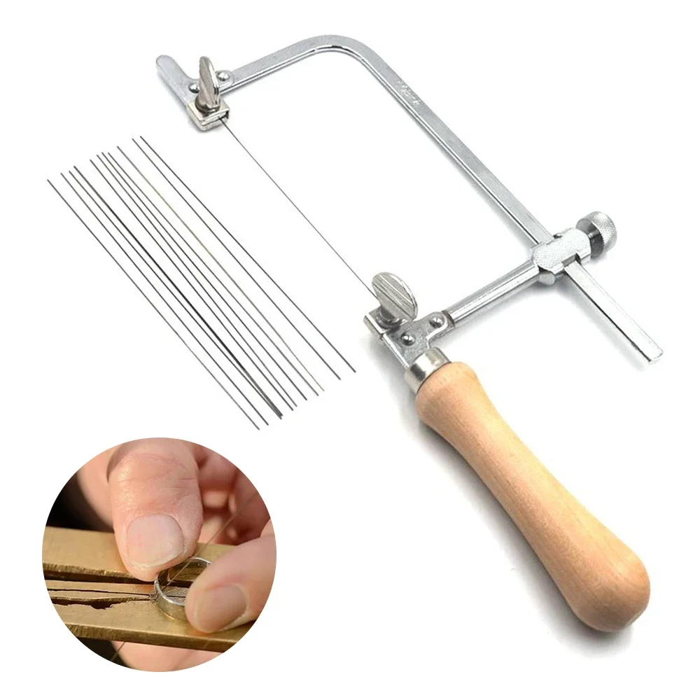 Jeweler's Saw Frame kit with Blades 12 Pieces Adjustable Jewelers Wax Ring Precision Cutting Metal Saw Jewelry Making Tool Jewelers Saw Frame