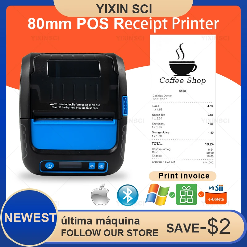 small photo printer Newest Type-C Mini Thermal Printer POS Bluetooth Receipt Bill Label printer Impresora Portátil 80mm Portable Sticker Printer best portable photo printer