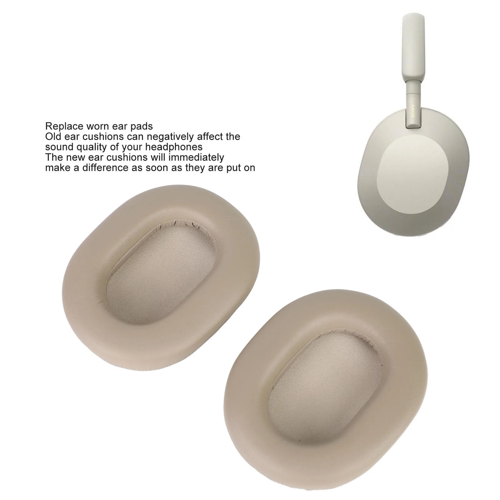 Ear Cushions Headphone Ear Pads Protein Leather Noise Insulation Memory Foam Sponge Ear Cushions for WH 1000XM5 Wireless Headset